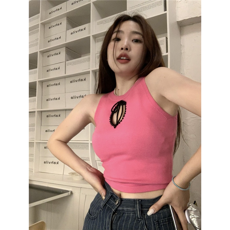 Áo Lót Cổ Tròn Khoét Rỗng Màu Sắc Tương Phản Thời Trang Mùa Hè Cho Nữ