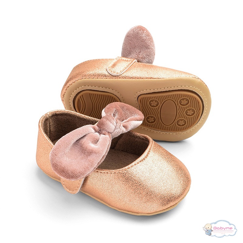 Giày Búp Bê Đế Mềm Đính Nơ Lấp Lánh Cho Bé Gái 0-18 Tháng Tuổi