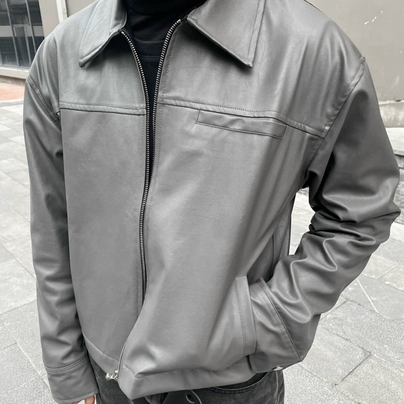 Áo khoác da boxy jacket chất liệu da Pvc