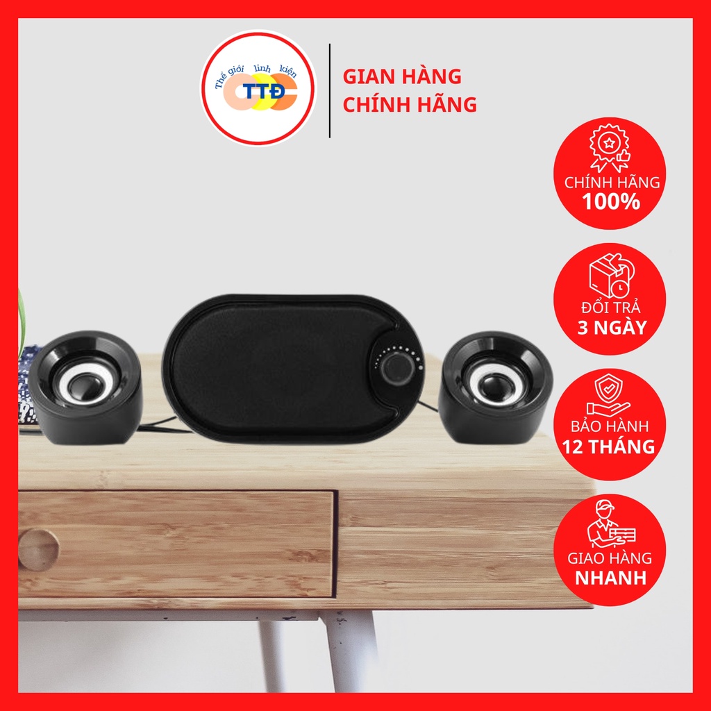 Loa máy tính gaming đèn led dùng cho PC laptop Robot RS170, Loa vi tính PC để bàn có dây combo 3 loa âm thanh sống động