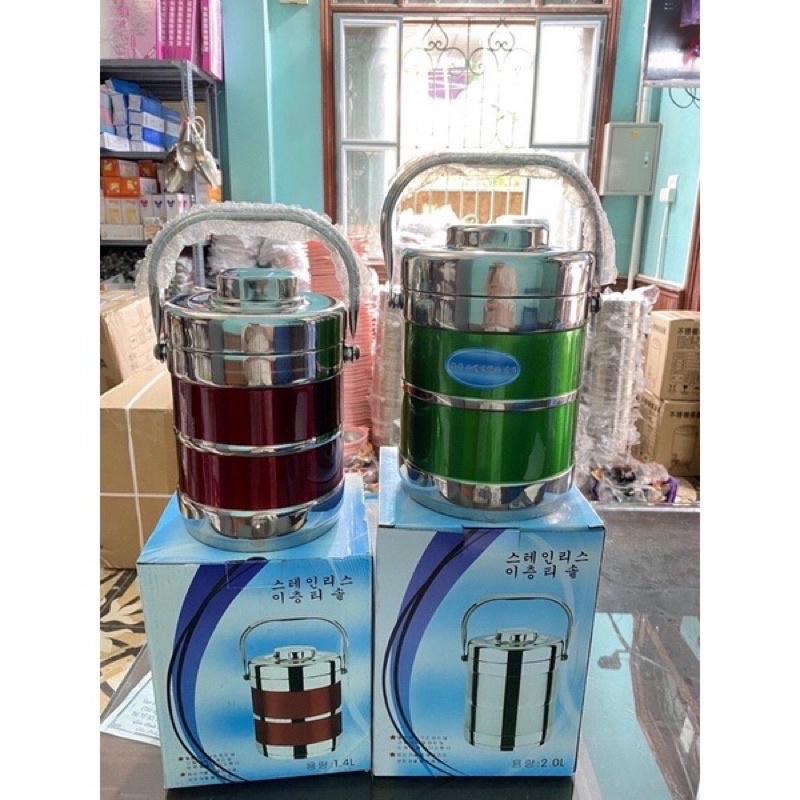 Cặp Lồng Inox Giữ Nhiệt 3 Ngăn Dung Tích 1,4 Lít và 2L Lít