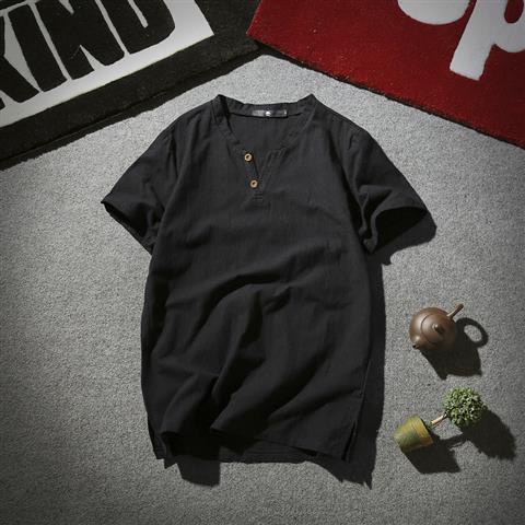 Áo Thun Cotton Linen Mỏng Tay Ngắn Cổ Tròn Giả Hai Mảnh Thời Trang Mùa Hè Kiểu Mới Dành Cho Nam M-5xl 2023