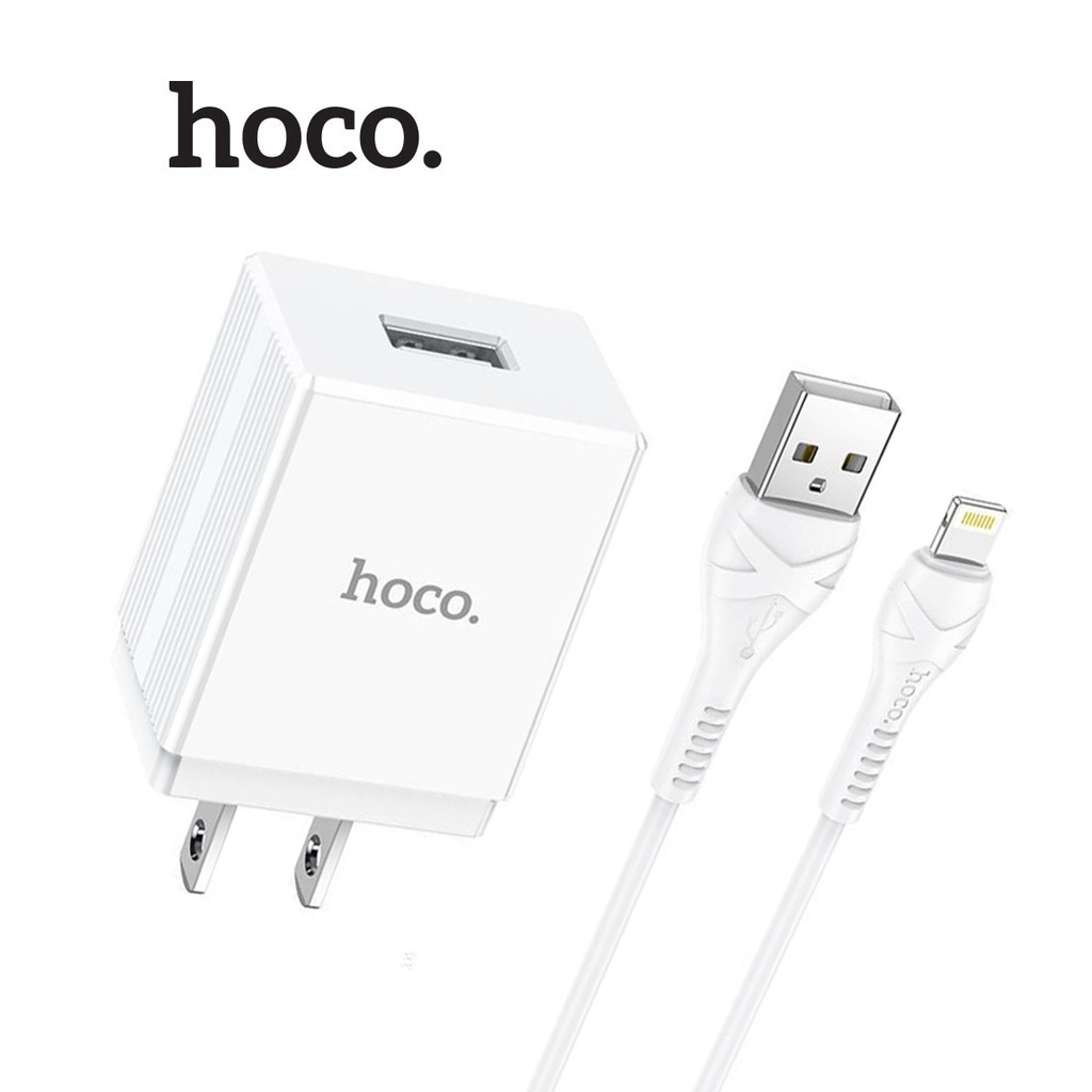 [Mã ELBAU5 giảm 5% đơn 300K] Bộ sạc 2.4A Hoco DC01 Plus chân dẹt có 1 cổng USB kèm dây sạc dài 1M cho Smartphone