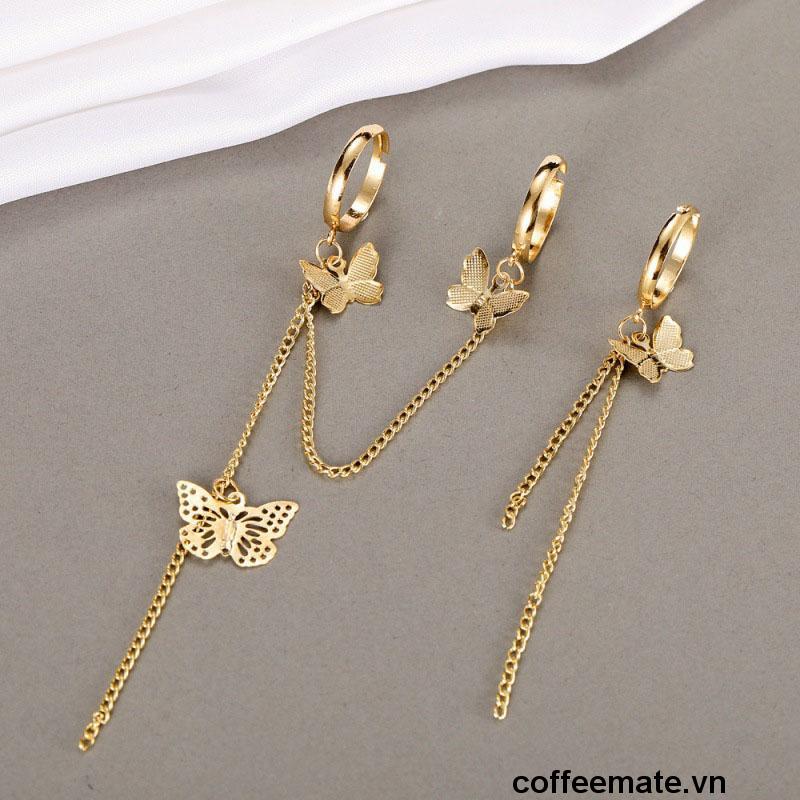 【coffeemate】⚡【2 miếng】Nhẫn hở hình bướm kết hợp dây xích có thể điều chỉnh phong cách cá tính cho nam và nữ