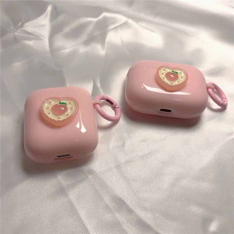 Vỏ Bảo Vệ Hộp Sạc Tai Nghe Airpods 3 2 pro Mềm Chống Rơi Hình Trái Đào Dễ Thương
