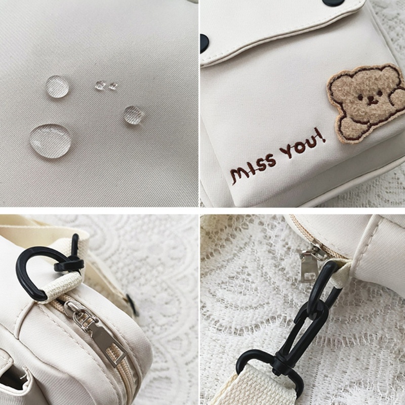 Túi Đeo Chéo Nhỏ Họa Tiết Gấu Hoạt Hình Đơn Giản Cho Nữ