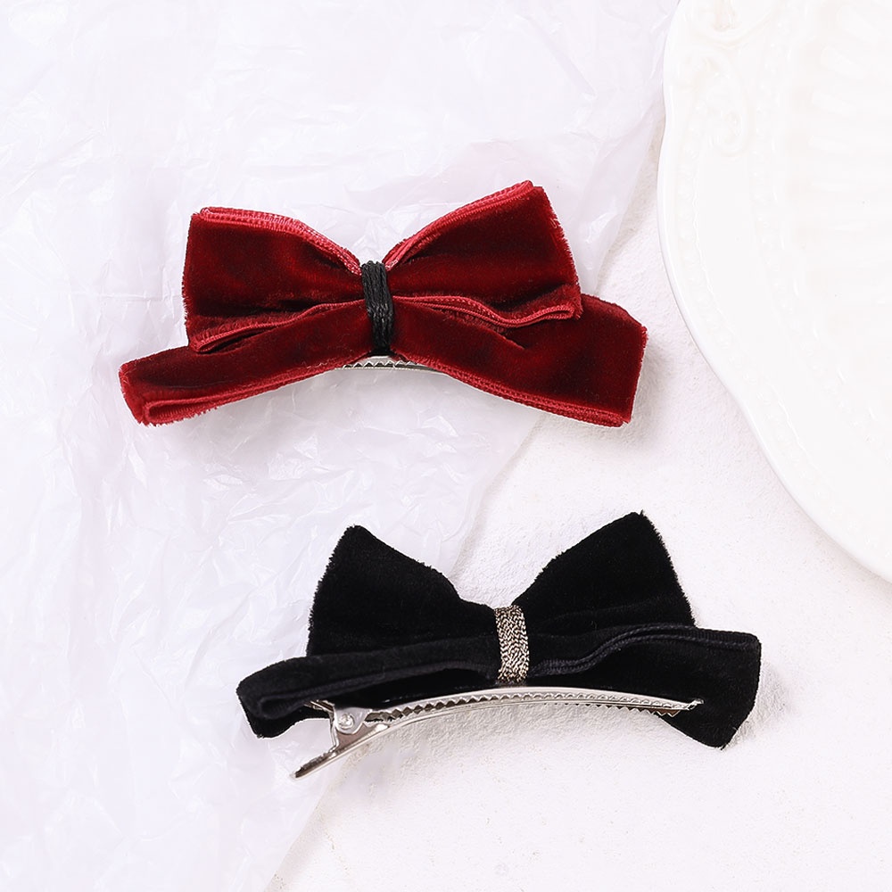 Kẹp Tóc Đính Nơ Vải Nhung Phong Cách Công Chúa Cho Nữ Giá Đỡ