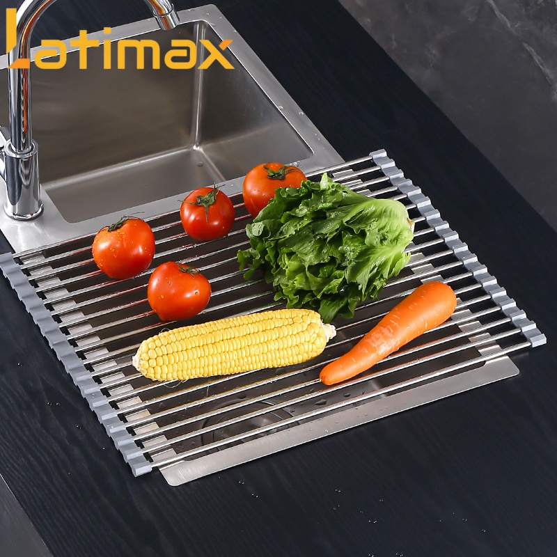 Kệ gác bồn rửa chén bát Inox 304 gấp gọn Latimax - Giá gác bồn rửa chén để đồ đa năng