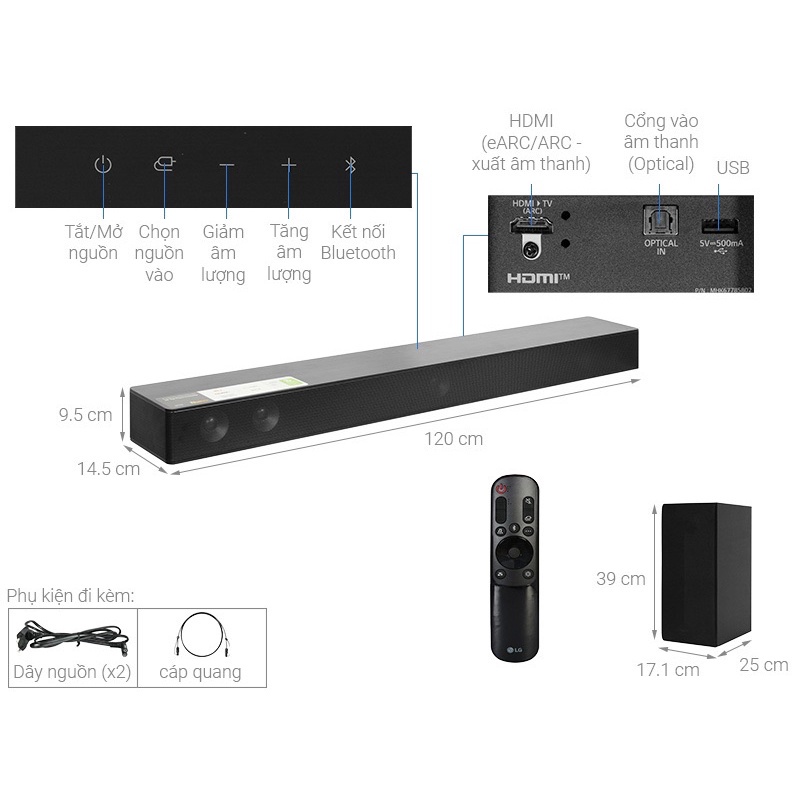 Loa Thanh Soundbar LG SH7Q 5.1ch 800W Hàng Chính Hãng 100% Bảo Hành 12 Tháng Trên Toàn Quốc