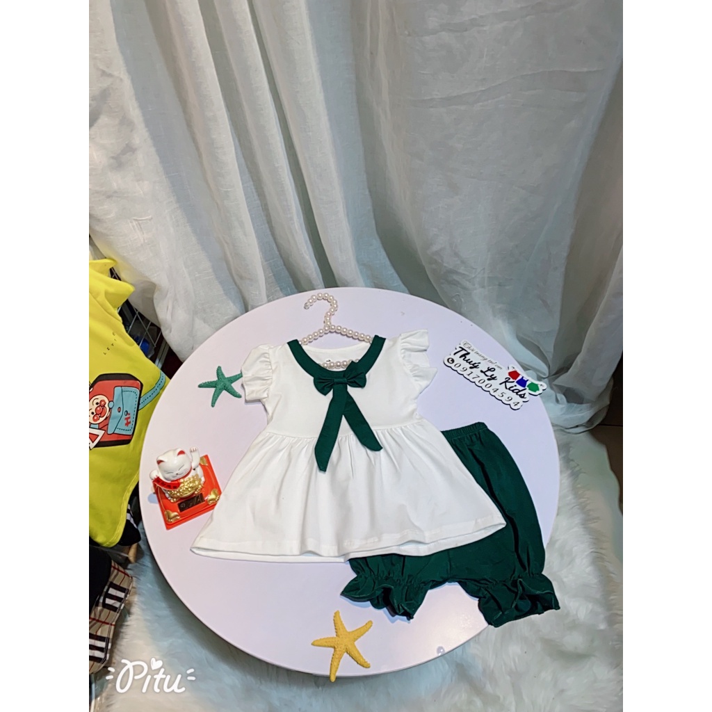 Set bộ áo váy hè mẫu cánh tiên kèm quần boom cho bé gái. Bộ đồ mùa hè cho bé gái