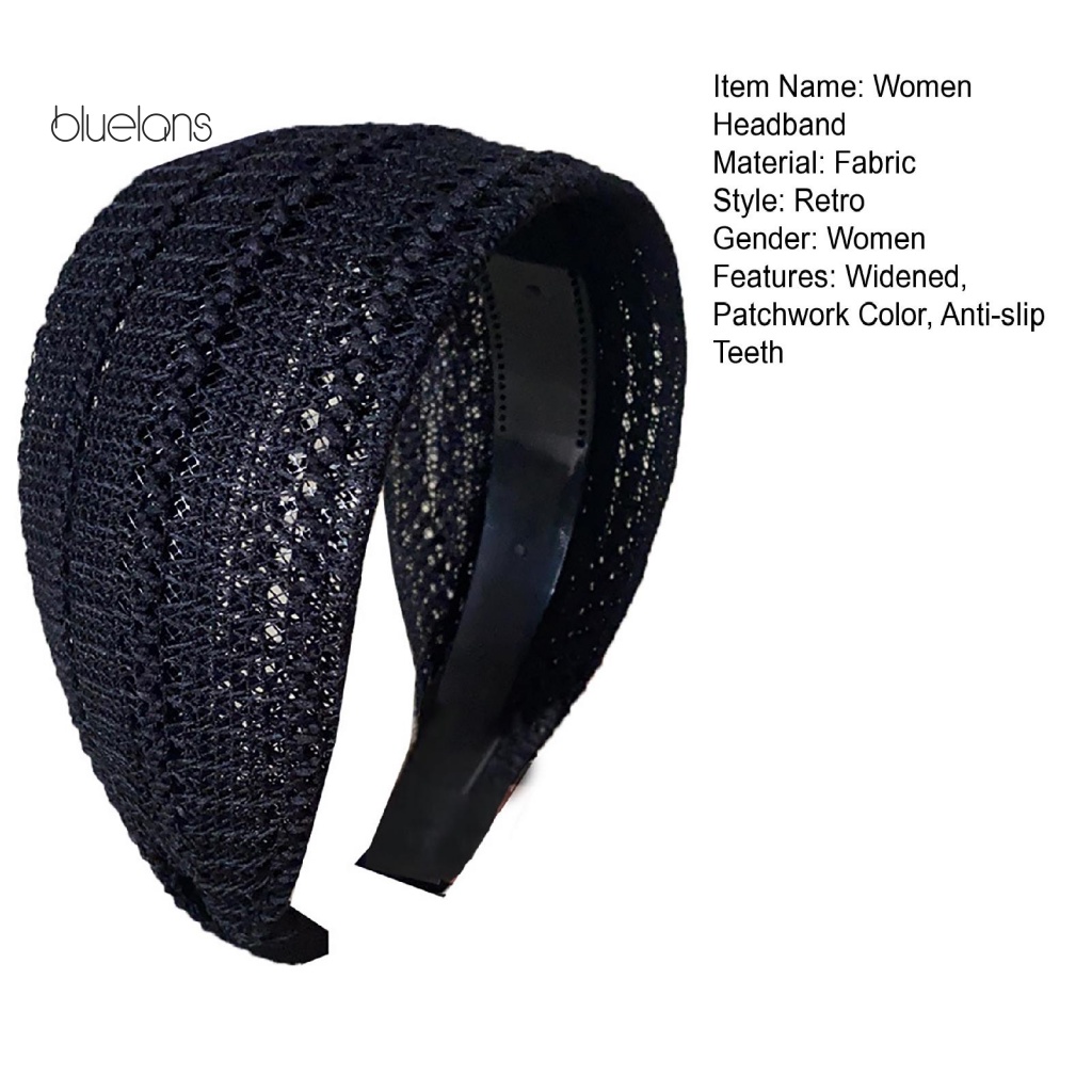 Băng Đô Cài Tóc Bản Rộng Thoáng Khí Màu Sắc Retro