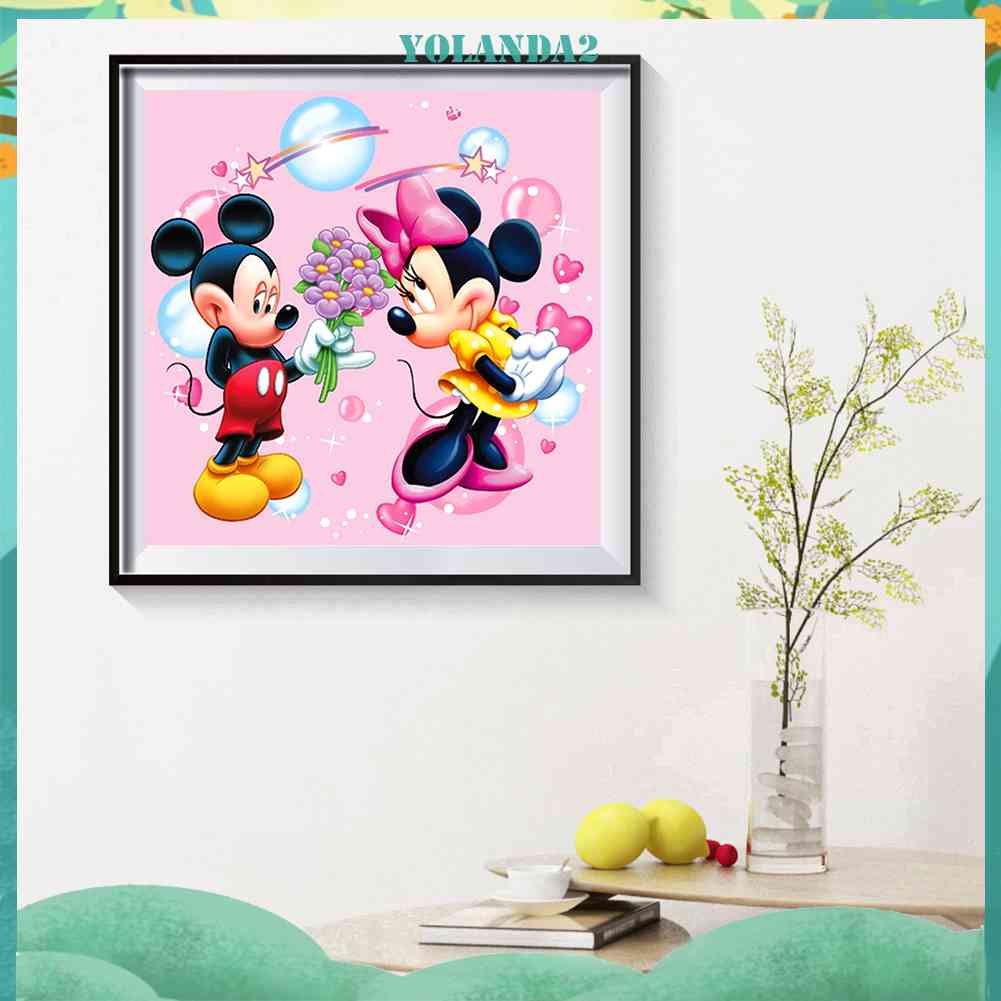 Bộ Tranh Đính Đá Tự Làm Họa Tiết Chuột Mickey Và Minnie Trang Trí Nội Thất