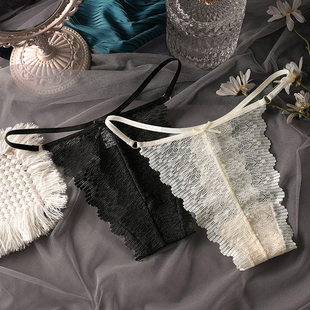 LOMBARD Quần Lót Cotton Lưng Thấp Phối Ren Đính Nơ Xinh Xắn Cho Nữ