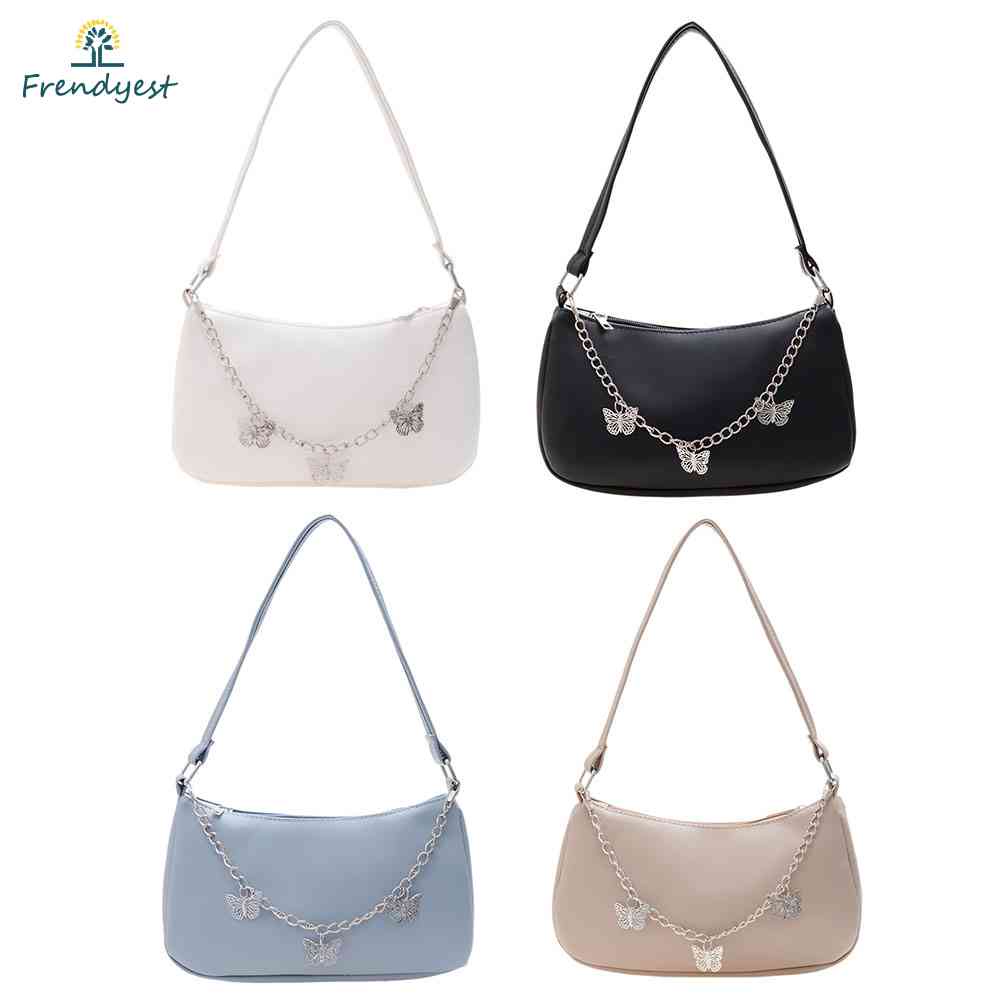 Túi Xách Da PU Kẹp Nách Phối Dây Xích Thời Trang Cho Nữ