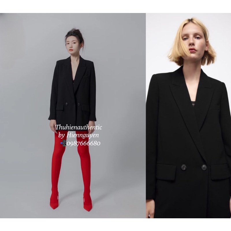 Áo vest đen hai cúc phía trước ZARA chính hãng(kèm ảnh thật)