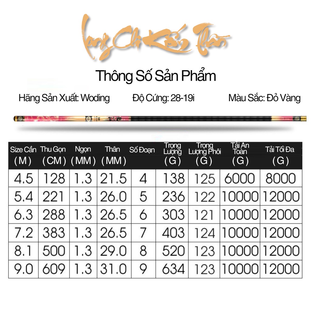 Cần Câu Tay Long Chi Kiếm Thần Cần Câu Đài Woding Siêu Tải Chuyên Săn Hàng Cao Cấp