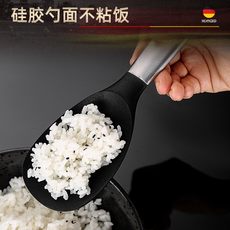 Muỗng Ăn Cơm Bằng Thép Không Gỉ 304 Và Silicone Cao Cấp