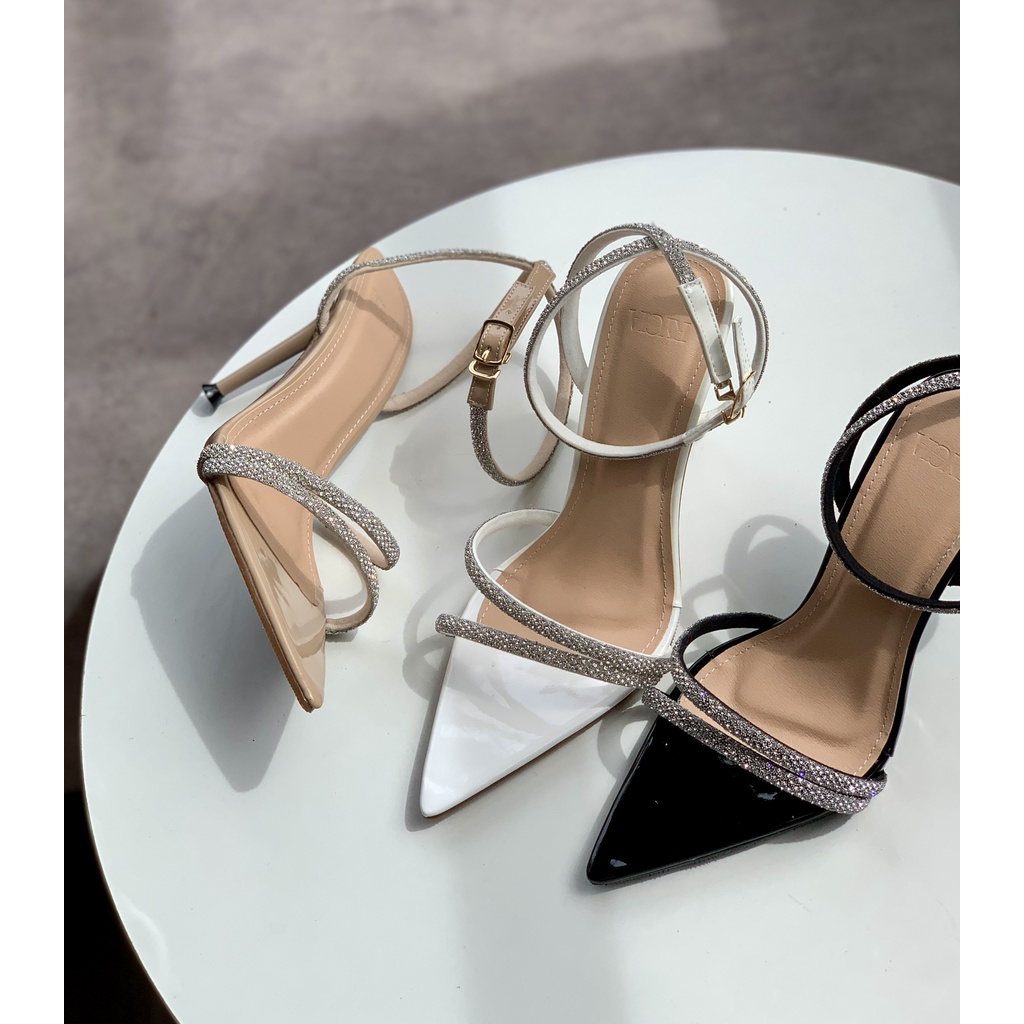 Giày đi tiệc - Sandal cao gót - Sandal RYCIA Dây Mảnh Đính Đá Cao 10p VNXK
