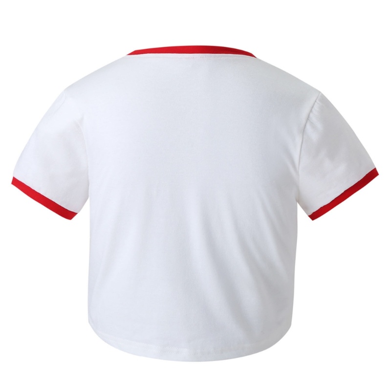 Xiangbao Áo Thun Croptop Tay Ngắn In Chữ Vui Nhộn