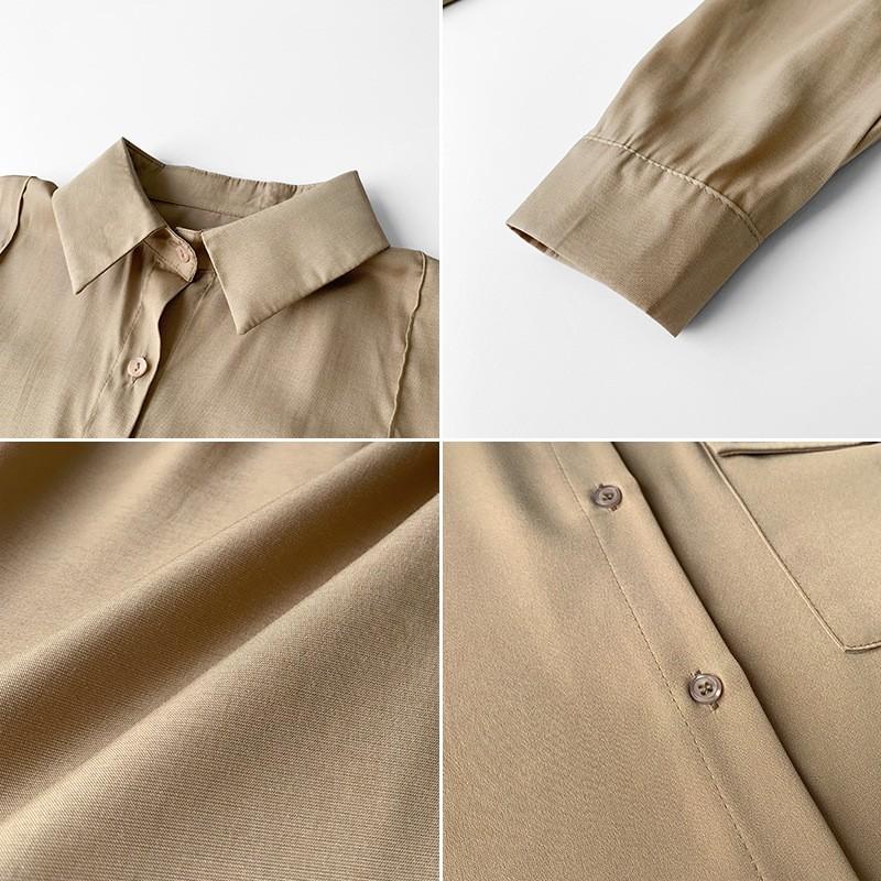 Áo sơ mi nữ dài tay cổ đức sọc nổi nhiều màu MS974