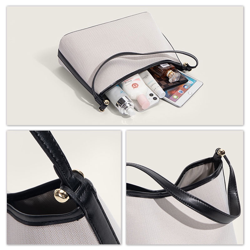 Mischa Túi Xách Đeo Vai canvas Màu Tương Phản Đơn Giản Hợp Thời Trang