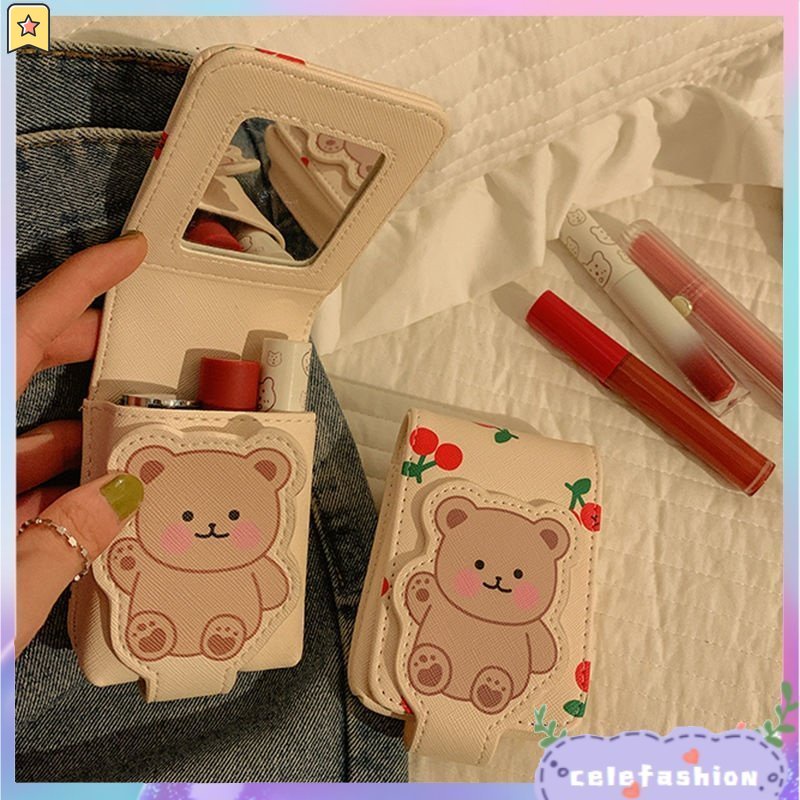 Túi Đựng Son Môi Mini CFH JP3 Kèm Gương Trang Điểm Hình Gấu Dành Cho Bạn Gái Mang Đi Du Lịch