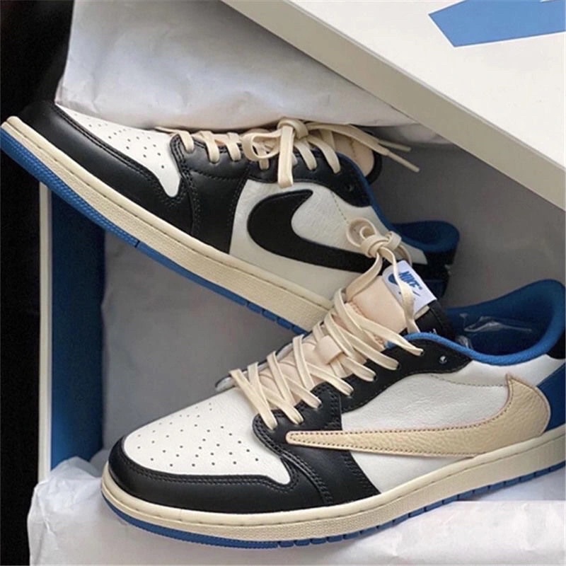 SNEAKERS GIÀY TRAVISS ĐẢO LOGO ĐẾ NGÀ MÀU XANH ĐEN NAM NỮ