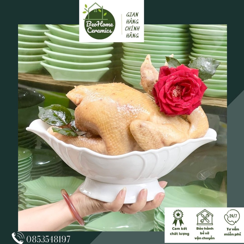 Bát thuyền bát sứ đựng gà cúng gà lễ bày hoa quả gốm sứ Bát Tràng