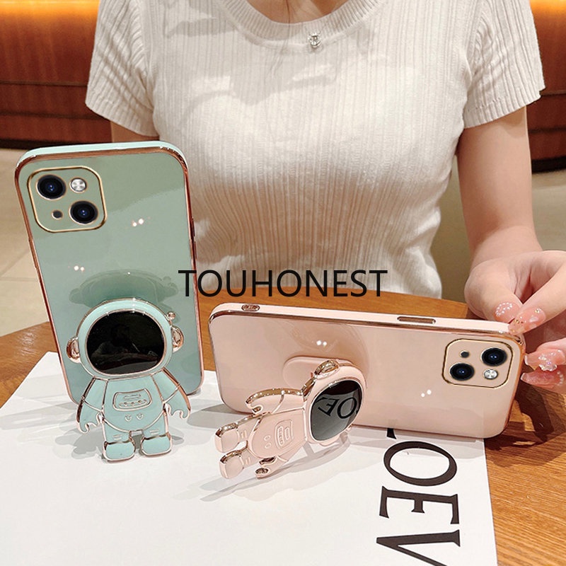 Ốp Điện Thoại Họa Tiết Hoạt Hình Lấp Lánh Kèm Giá Đỡ Chống Sốc Giá Đỡ Điện Thoại Để Bàn Hình Phi Hành Gia 3D Dễ Thương