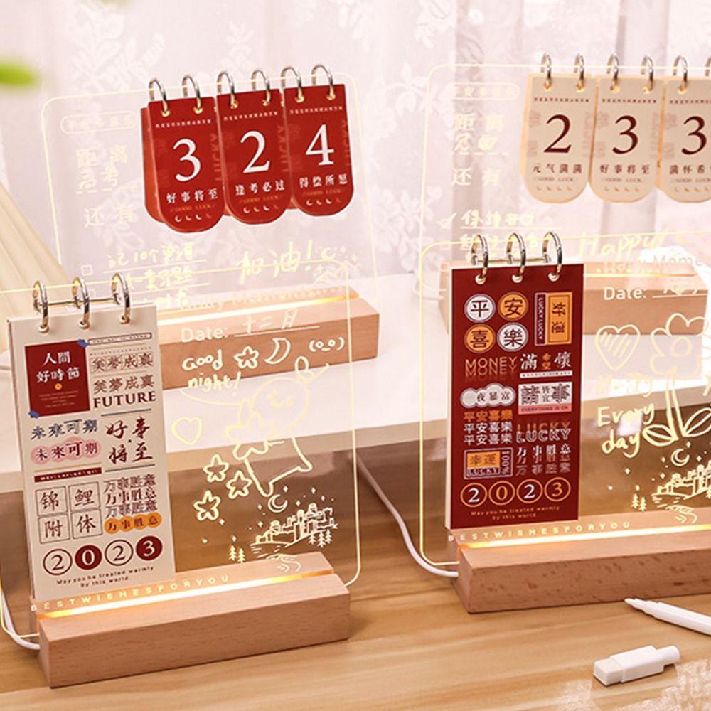 Bảng đèn viết ghi chú MMULCK để bàn acrylic trong suốt có bút viết lập kế hoạch hàng ngày dành cho gia đình