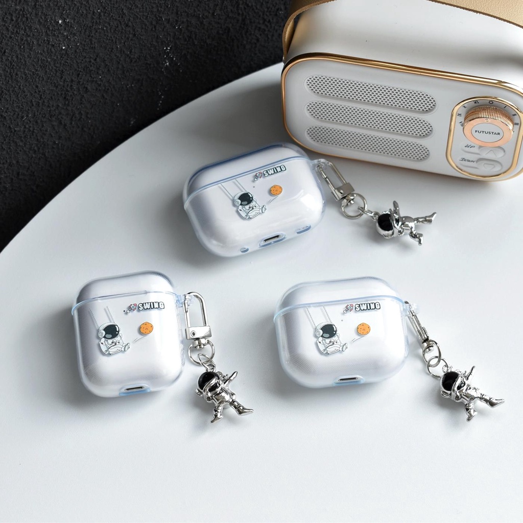 Vỏ Bảo Vệ Hộp Sạc Tai nghe không dây AirPods 1 2 gen3 pro 2 2022 Bằng Silicon Tpu Hình Phi Hành Gia Chống Sốc