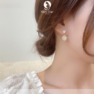 Bông tai bạc nữ Mặt Đá Lấp Lánh chất liệu bạc S925 thời trang phụ kiện trang sức Miêu Bạc B400236