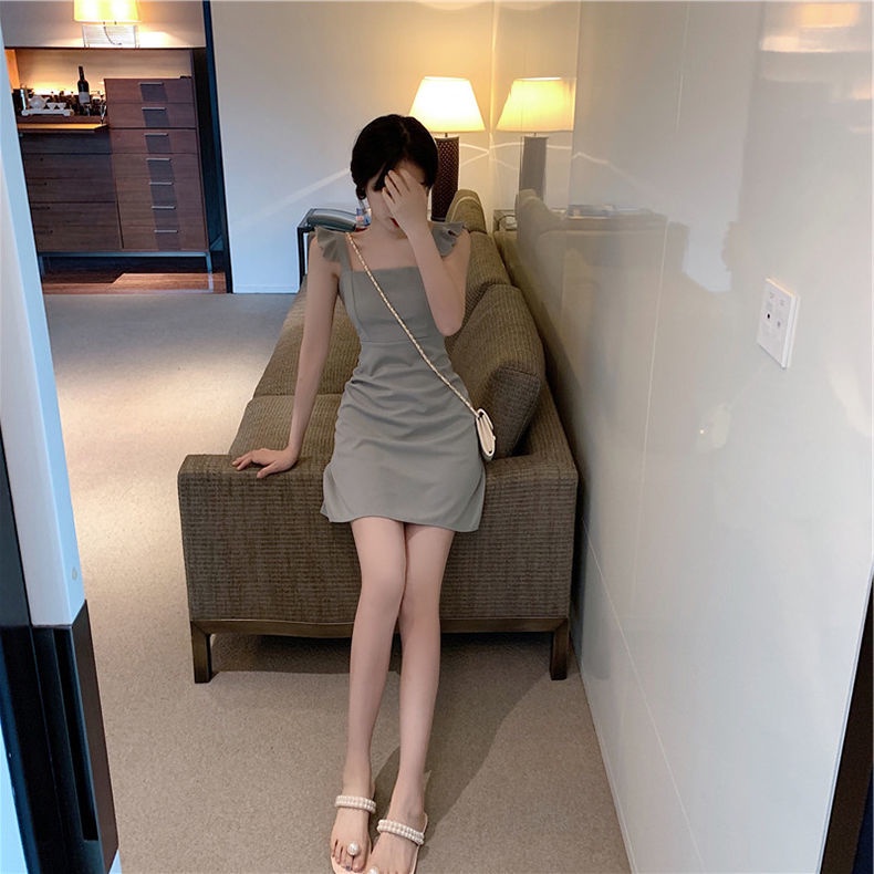 Đầm Hai Dây Nhún Bèo Phong Cách Retro Pháp Thời Trang Mùa Hè Mới 2023
