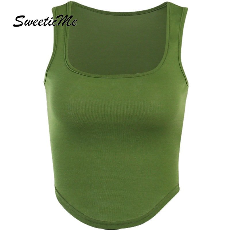 Áo Không Tay Cổ Yếm Màu Trơn Dáng Ôm Thời Trang 2023 Quyến Rũ Cho Nữ