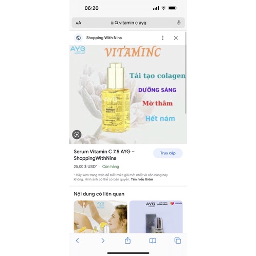 SERUM DƯỠNG TRẮNG MỜ THÂM CĂNG BÓNG VITAMIN C 7.5 AYG - AYG CN PREMIUM VITA C 7.5 30ML Hàn QUỐC