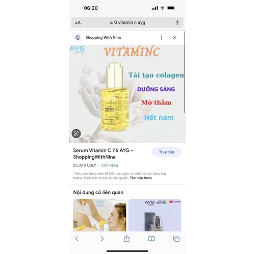 [Date 12/2024] SERUM DƯỠNG TRẮNG MỜ THÂM CĂNG BÓNG VITAMIN C 7.5 AYG - AYG CN PREMIUM VITA C 7.5 30ML Hàn QUỐC