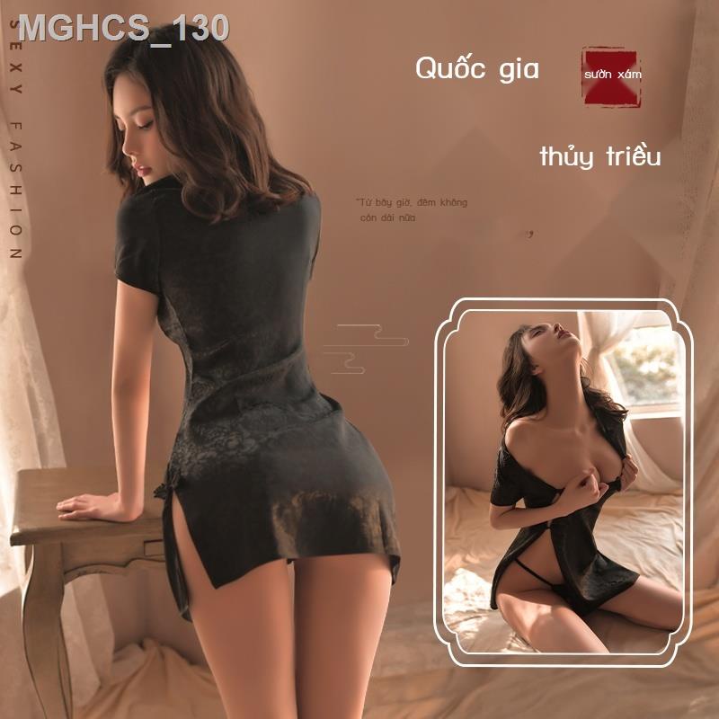 Bộ đồ ngủ sườn xám gợi cảm 2023 tân quốc triều sườn xám giường miễn phí thú vị váy ngủ phòng riêng