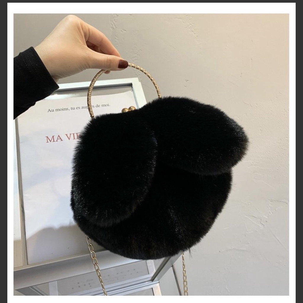 Túi Xách Hình Thú Nhồi Bông Dễ Thương - Túi Đeo Chéo Lông Nhung Hình Tai Thỏ