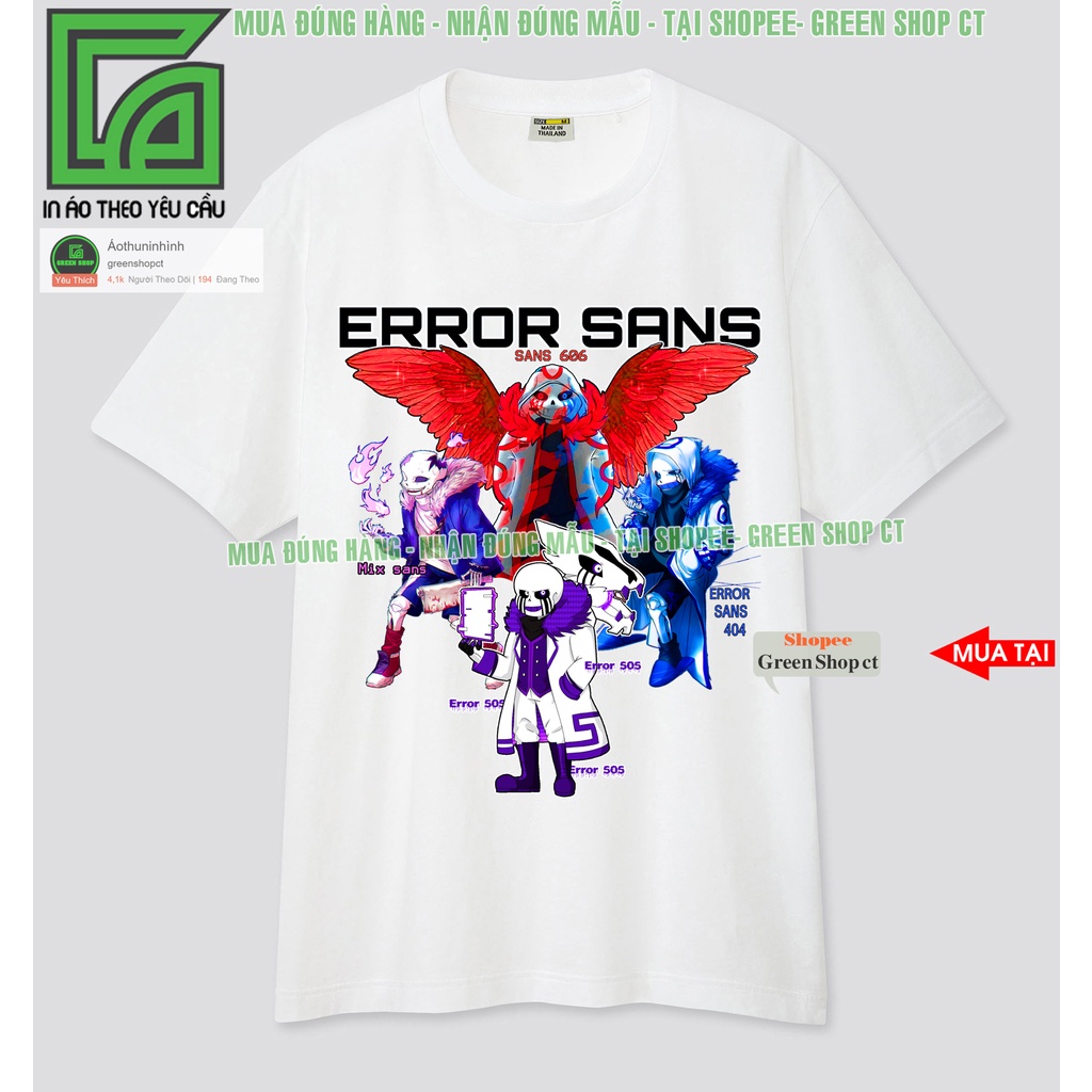 Áo Thun Error Sans 606 Mix Sans Tay Ngắn From Rộng Nam Nữ Vải Thái S443