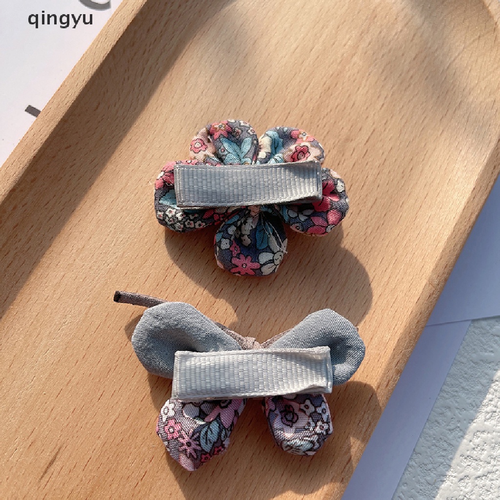 Bộ 2 Kẹp Tóc Nơ Họa Tiết Hoa Xinh Xắn Cho Bé Gái