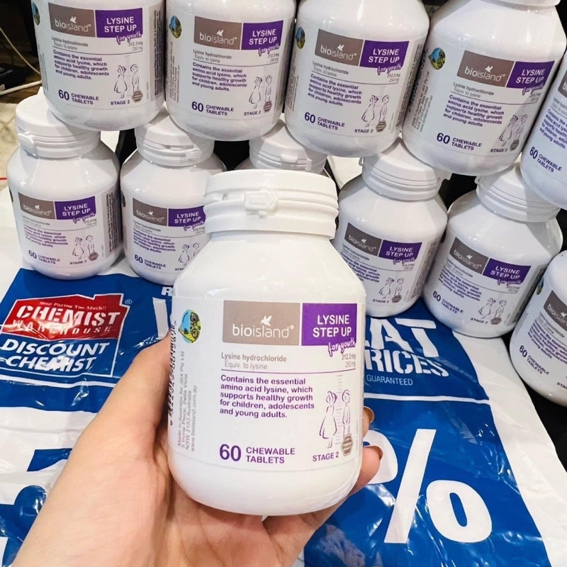 [Hoả Tốc] Tăng chiều cao cho bé Bioisland Lysine Step Up For Youth &amp; Lysine Starter for Kids 150gr dạng bột, 60 viên
