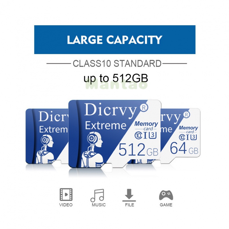 Thẻ Nhớ Micro SD Hiệu Dicrvy Dung Lượng 512GB 256GB 128GB