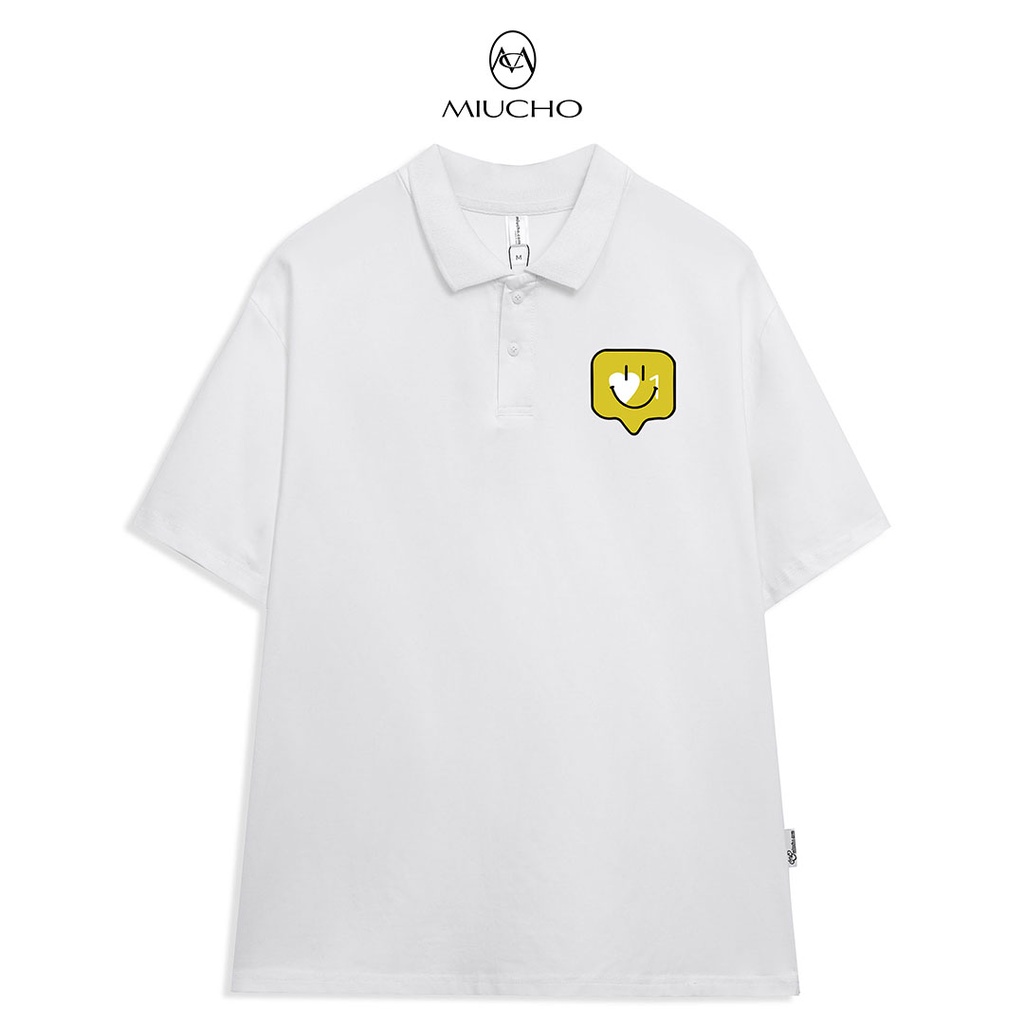 Áo polo nữ form rộng có cổ đẹp chất cotton form unisex PL027 Miucho in hình họa tiết