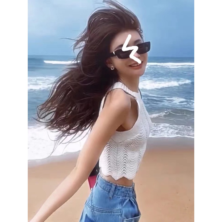 QADCOL Áo Sát Nách Gợn Sóng Khoét Rỗng Thiết Kế Phong Cách niche hot girl Gợi Cảm Cho Nữ