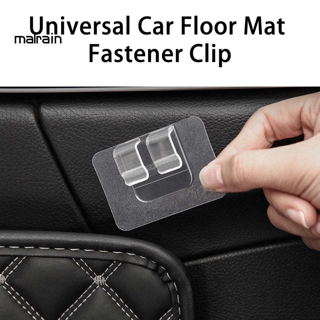Set 1 / 10 Móc Kẹp Thảm Lót Sàn Xe Hơi Trong Suốt Tự Dính