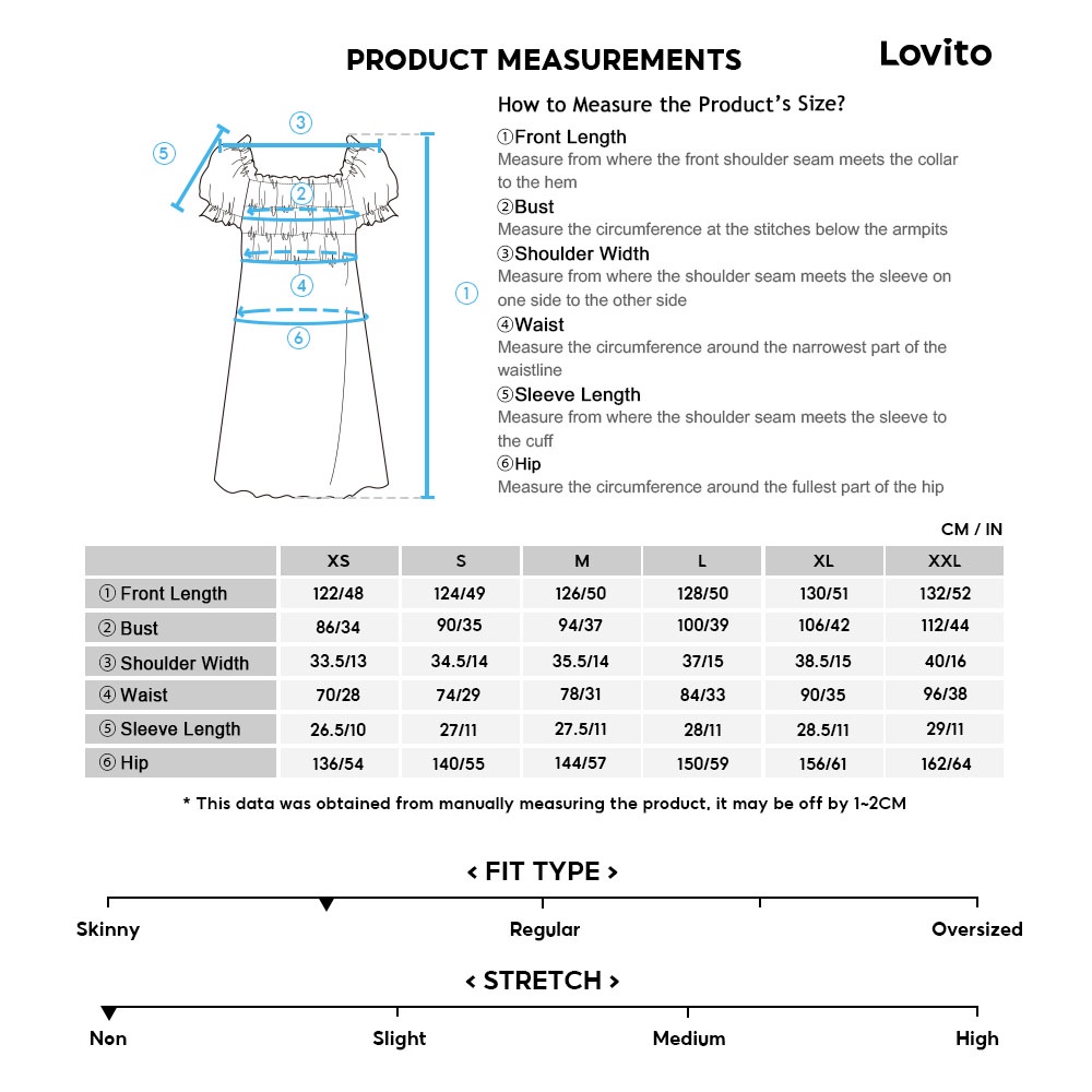 Lovito Boho Ditsy Floral Puff Sleeve Split Thigh Button Front High Waist A-Line Women Dress L37LD094 (Xanh lam)