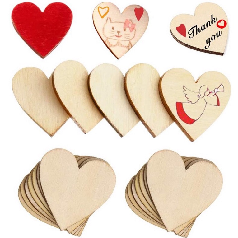 Set 100 Miếng gỗ Thegioipuzzle hình trái tim độc đáo dùng trang trí tiệc cưới