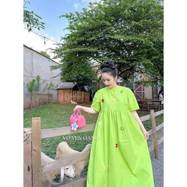 Đầm Thô Đính Hoa Dáng Dài Babydoll Siêu Xinh Mã MM6