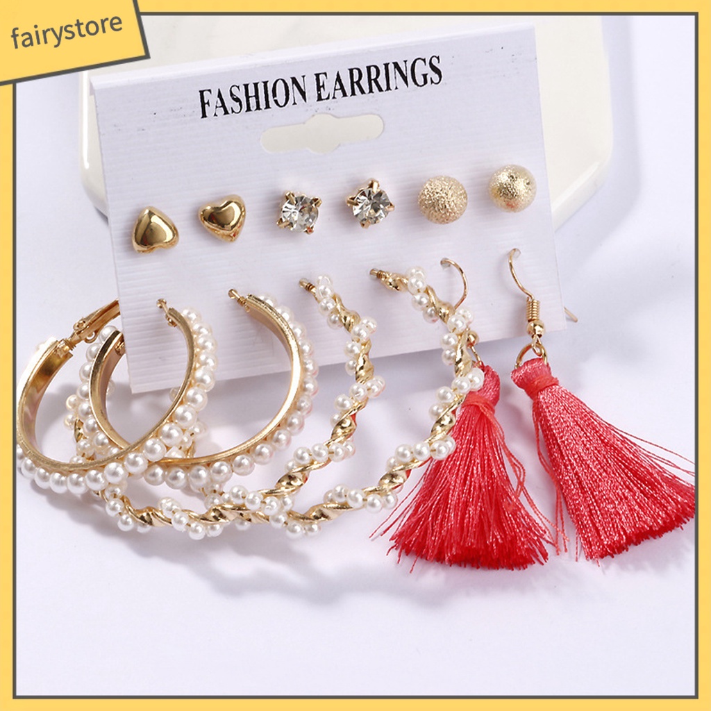 1 Bộ Khuyên Tai Vòng Hình Học Bằng Kim Loại Bắt Mắt Cho Nữ Dự Tiệc [Fairy1] 1