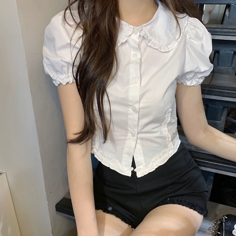 Áo sơ mi COZOK tay phồng cổ búp bê xinh xắn dành cho nữ